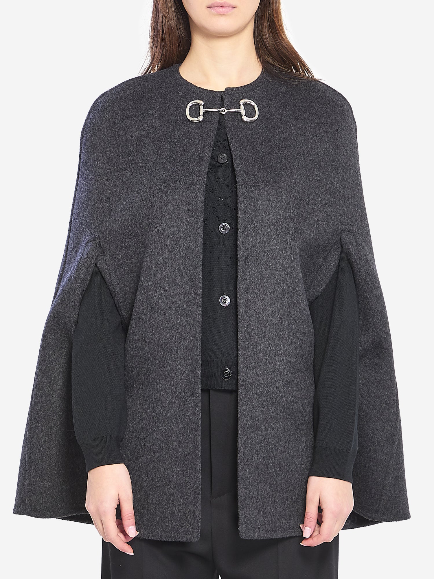 GUCCI 40 wool and silk cape with morsetto