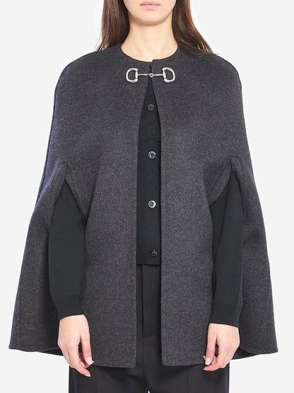 GUCCI 40 wool and silk cape with morsetto