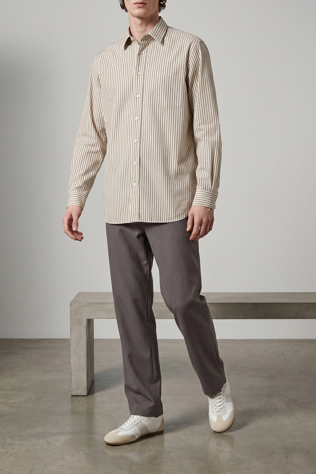 THE ROW L kardiff striped cotton poplin shirt