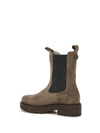 suede ankle boots with knit insert and precious loop detail