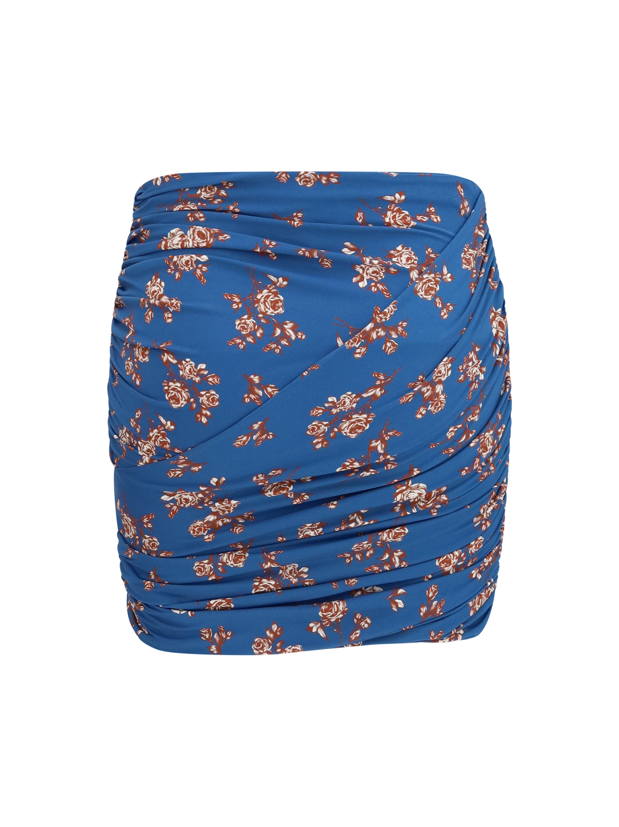 draped floral-print swim mini skirt