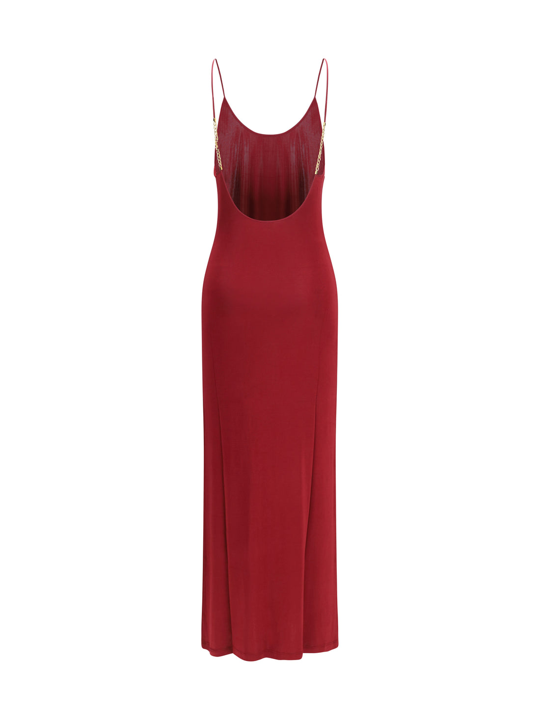SAINT LAURENT M backless knit dress with cassandre chain