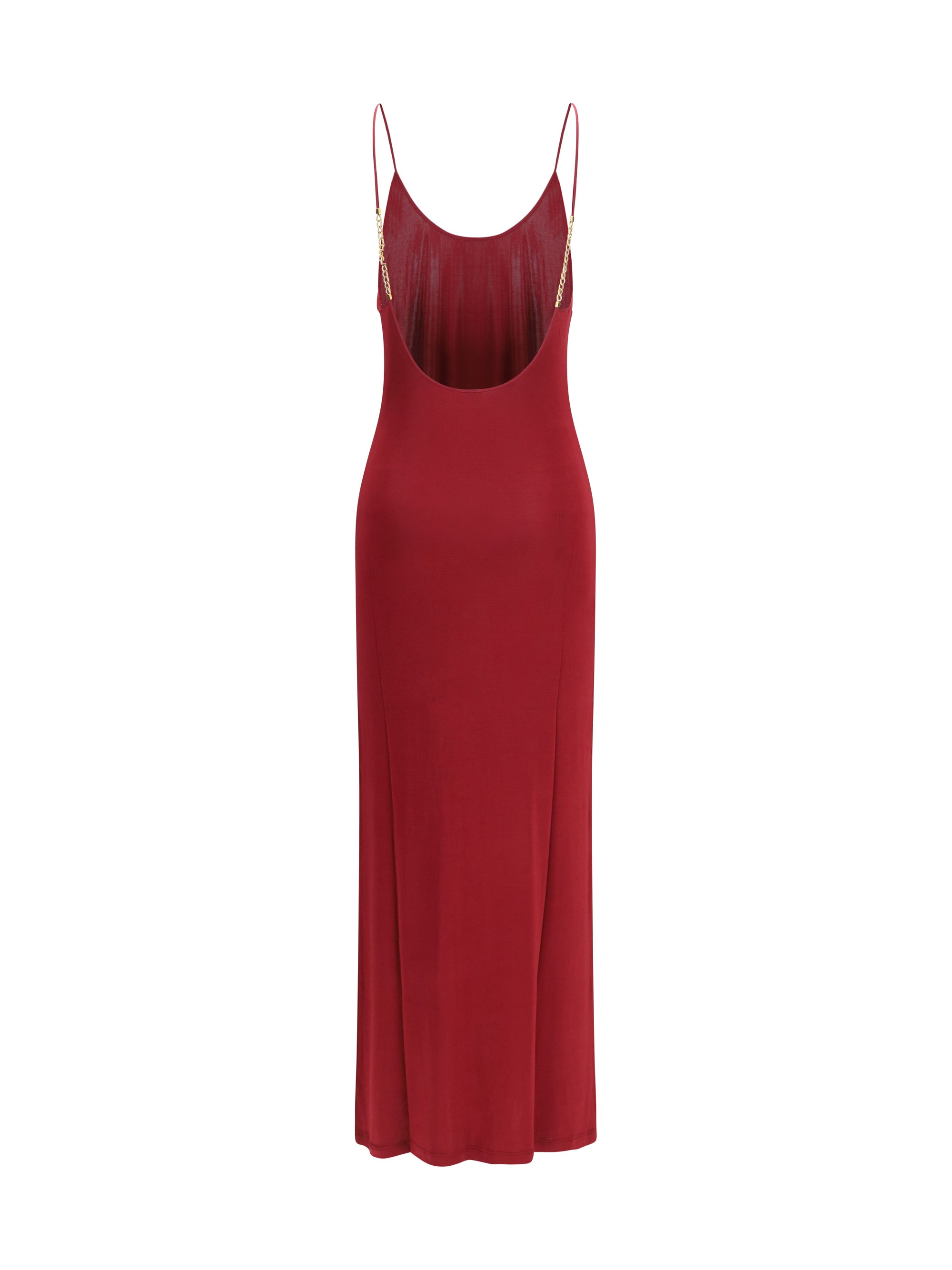 backless knit dress with cassandre chain