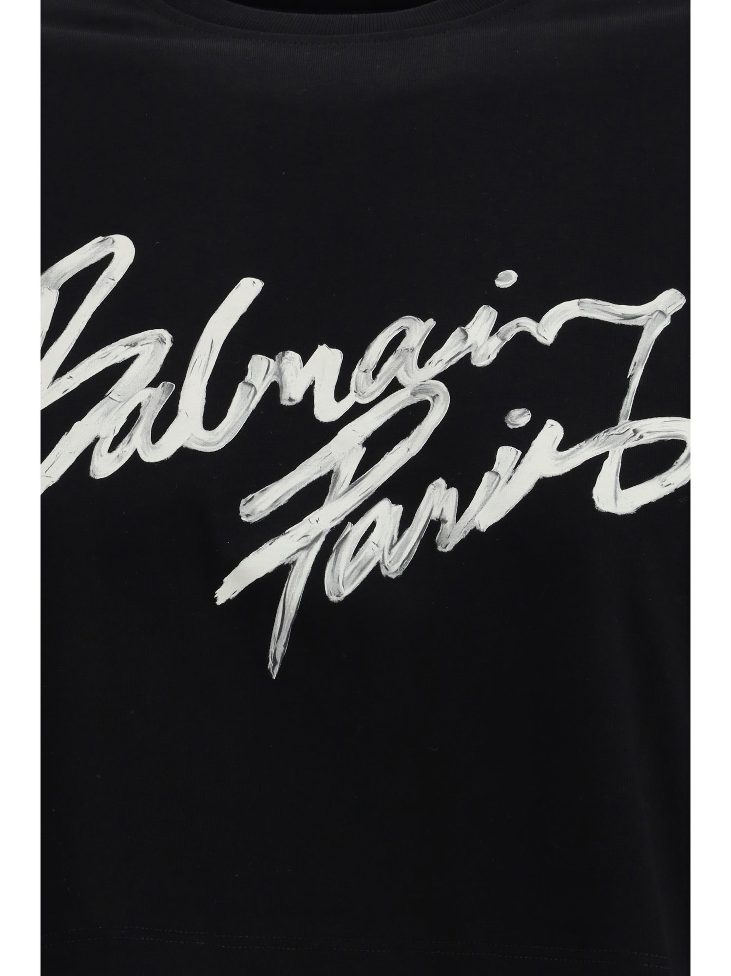 BALMAIN M brush print boxy cropped t-shirt 