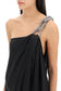 one-shoulder dress with falabella chain