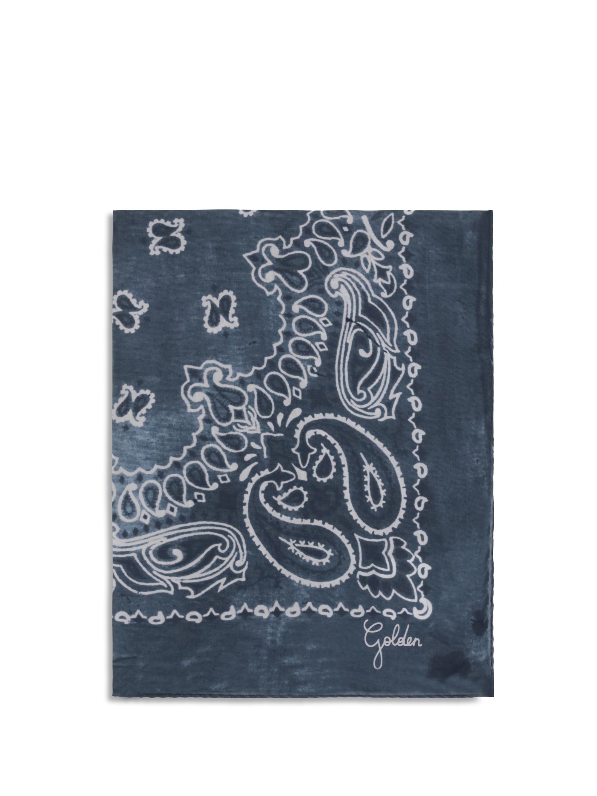 golden paisley printed silk scarf
