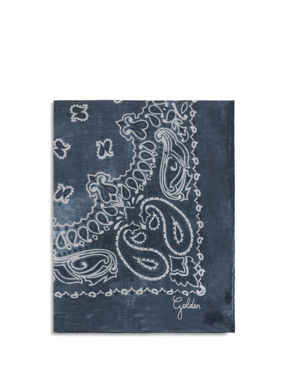 golden paisley printed silk scarf