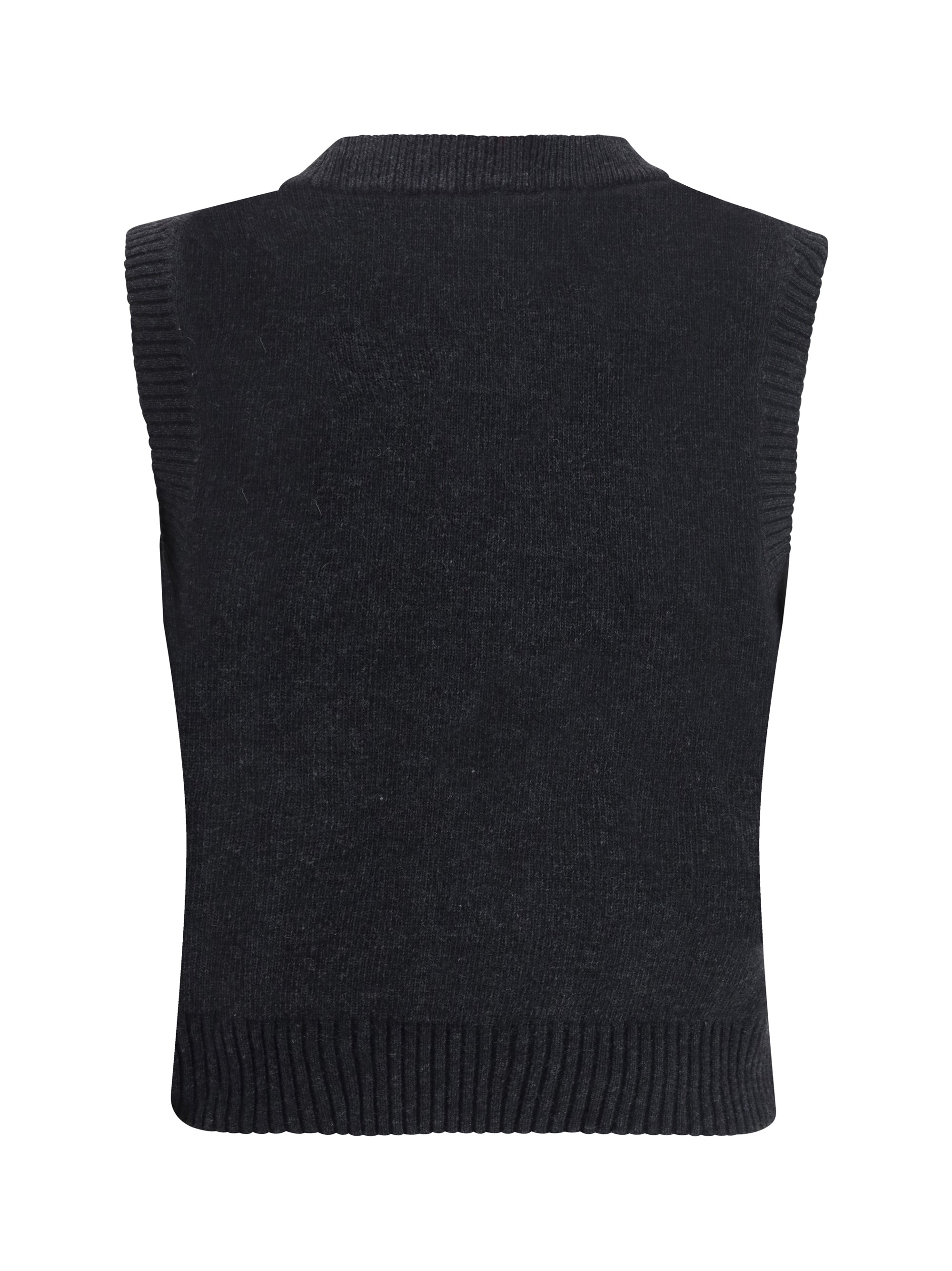 wool vest with graphic cherries