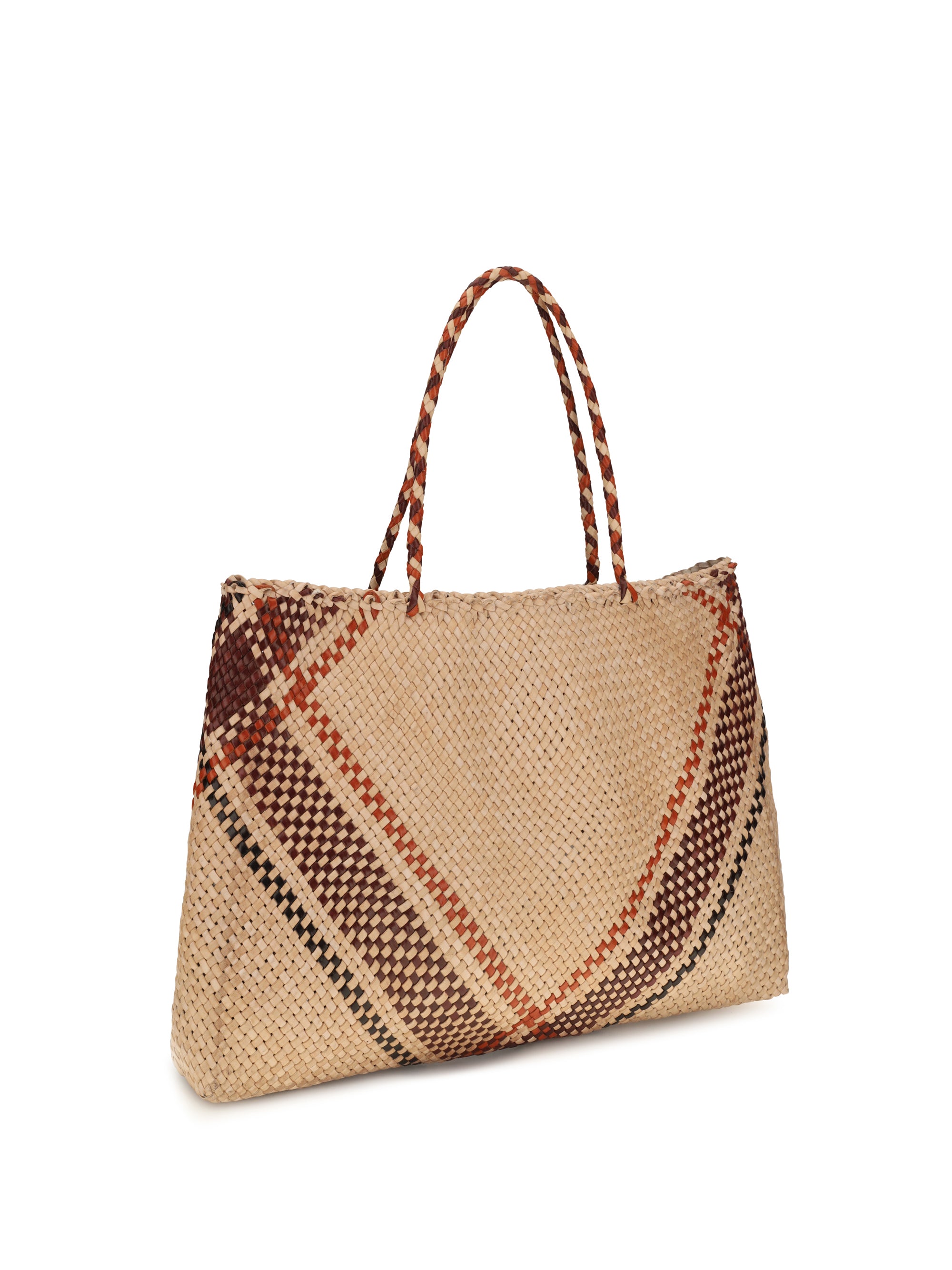 handwoven leather tote bag