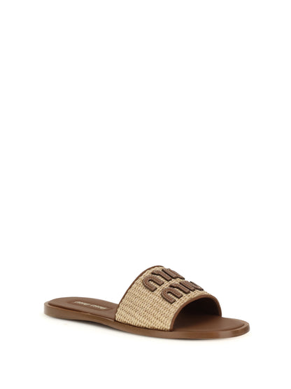 MIU MIU 37.5 raffia slippers sandals