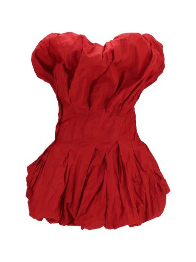 draped mini dress with balloon hem