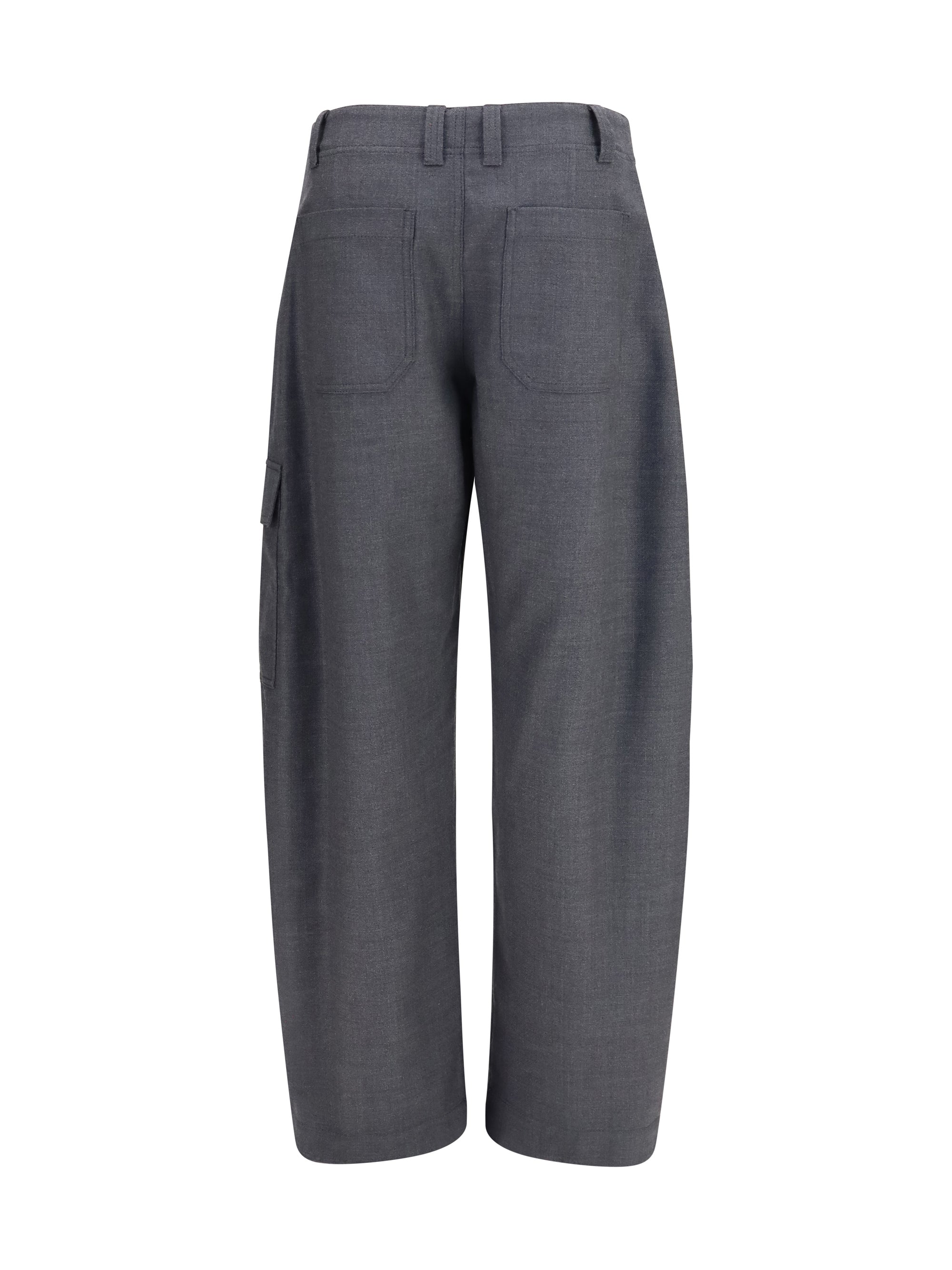 barrel cargo pants in virgin wool twill with monile