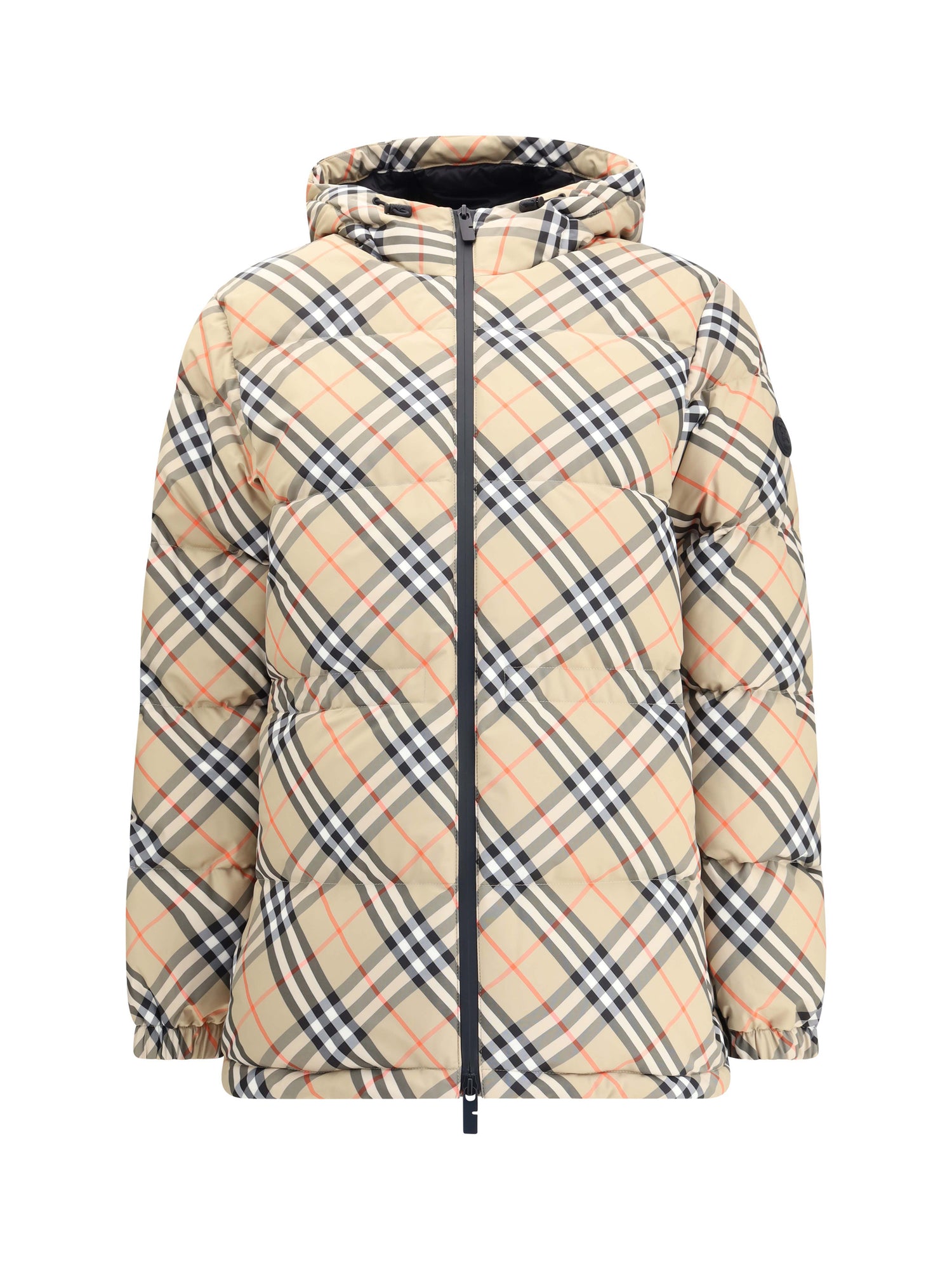 BURBERRY M hooded check down jacket 