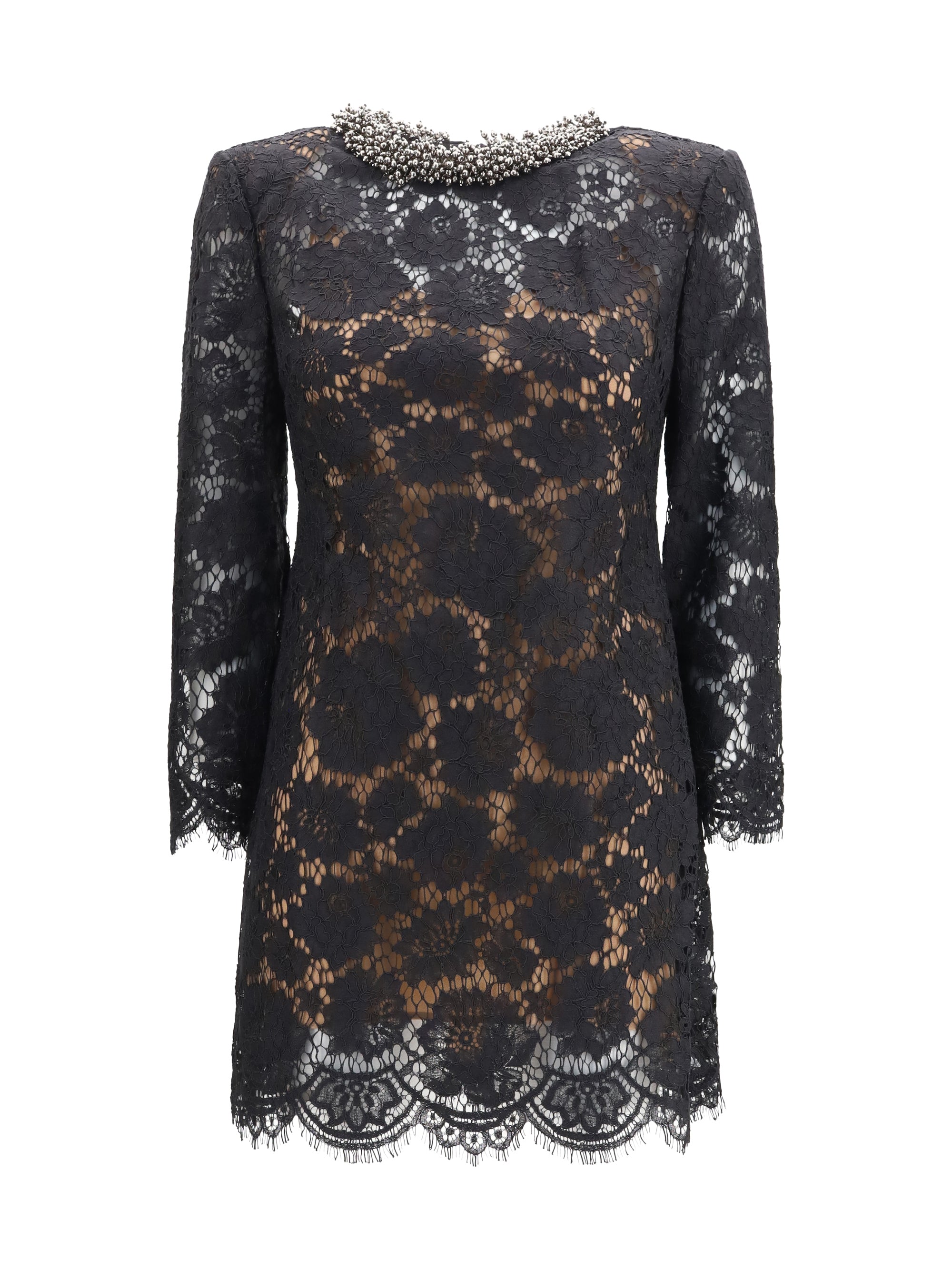 lace long sleeve mini dress