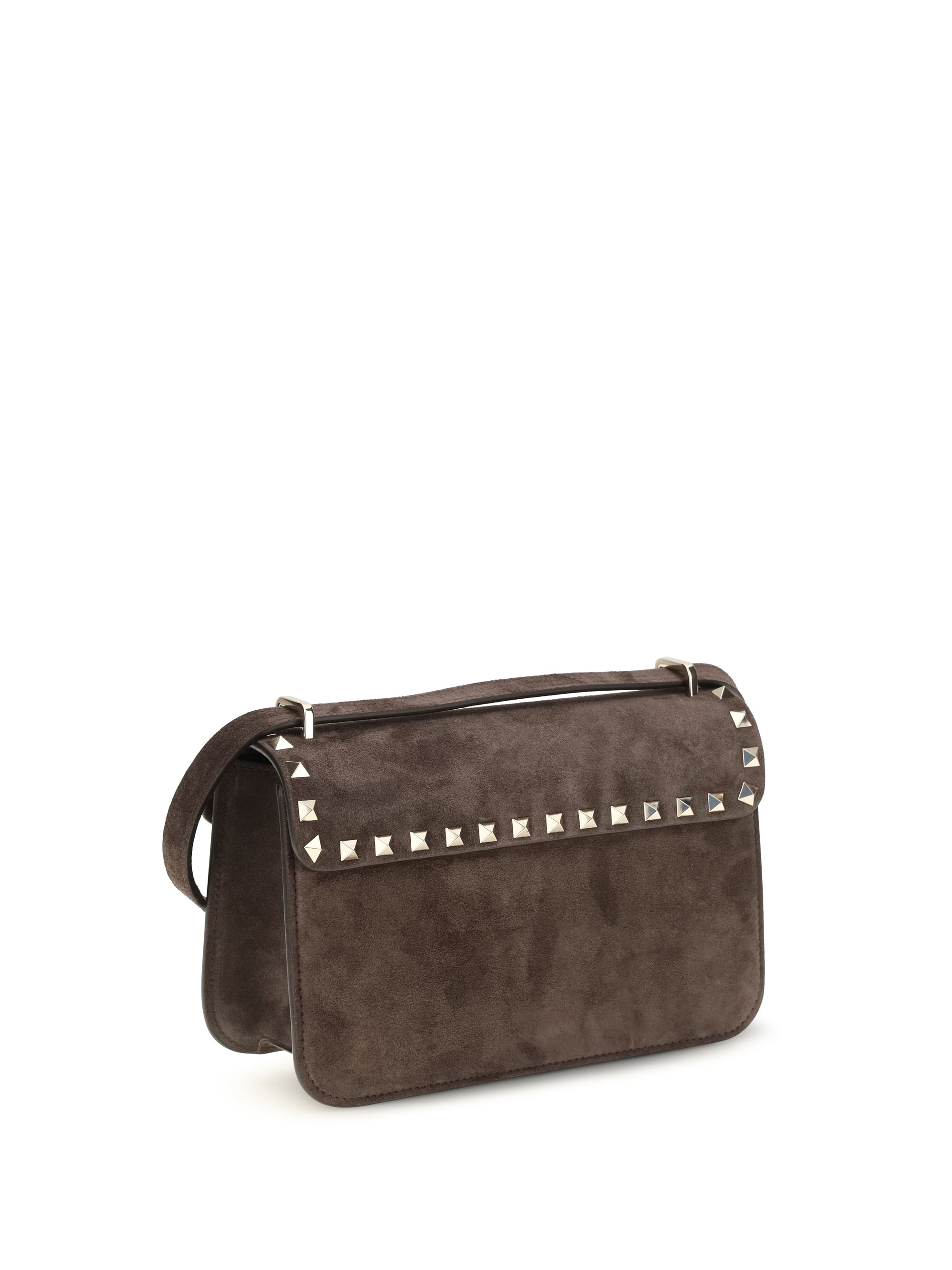 rockstud mini suede shoulder bag
