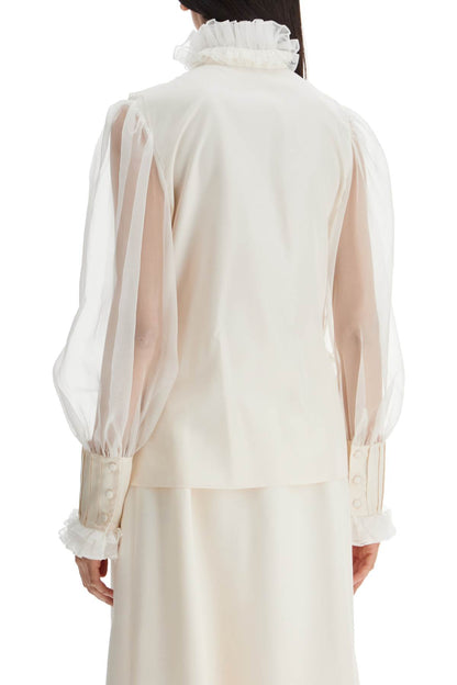 silk blouse with ruffles