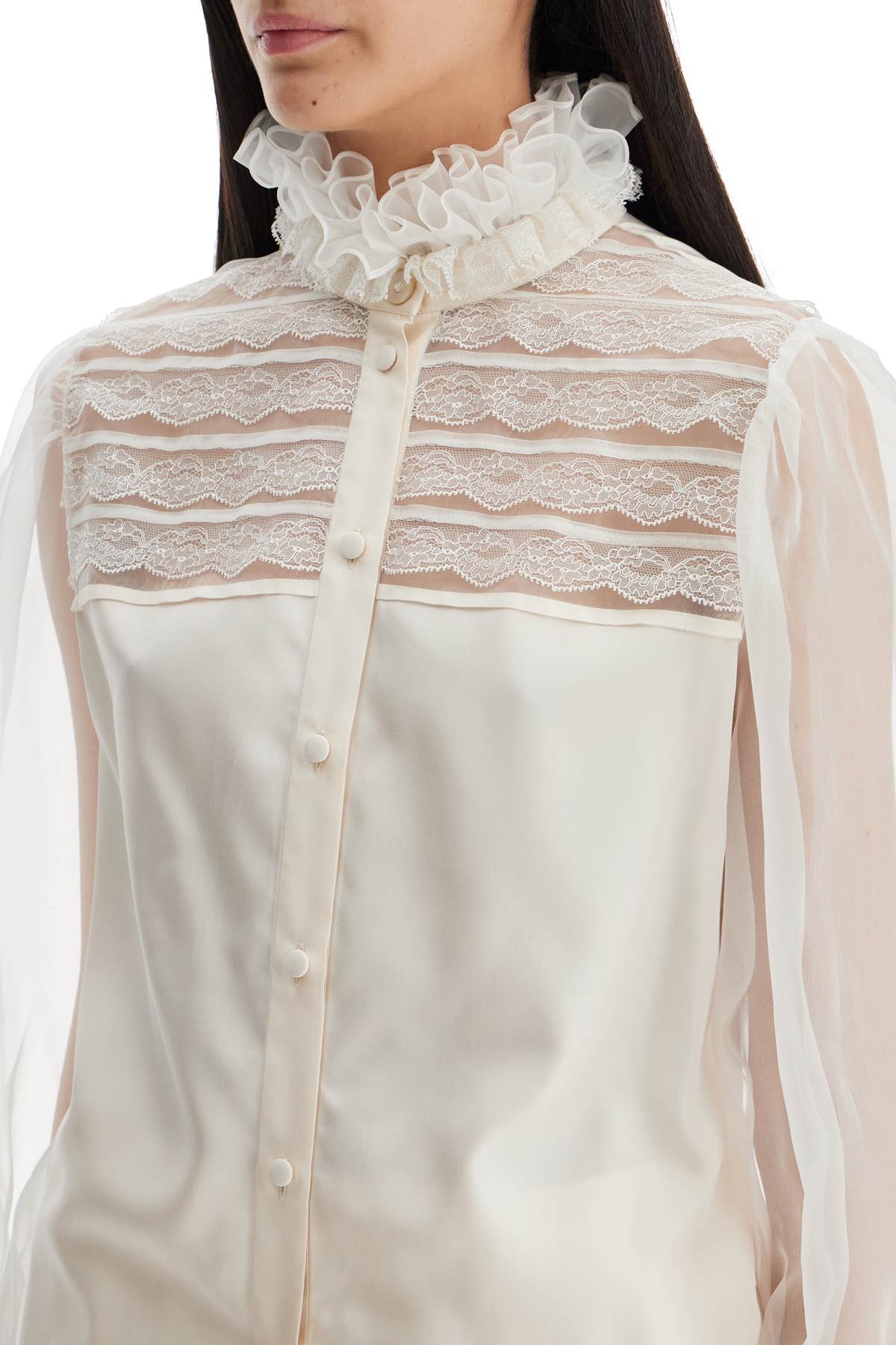 silk blouse with ruffles