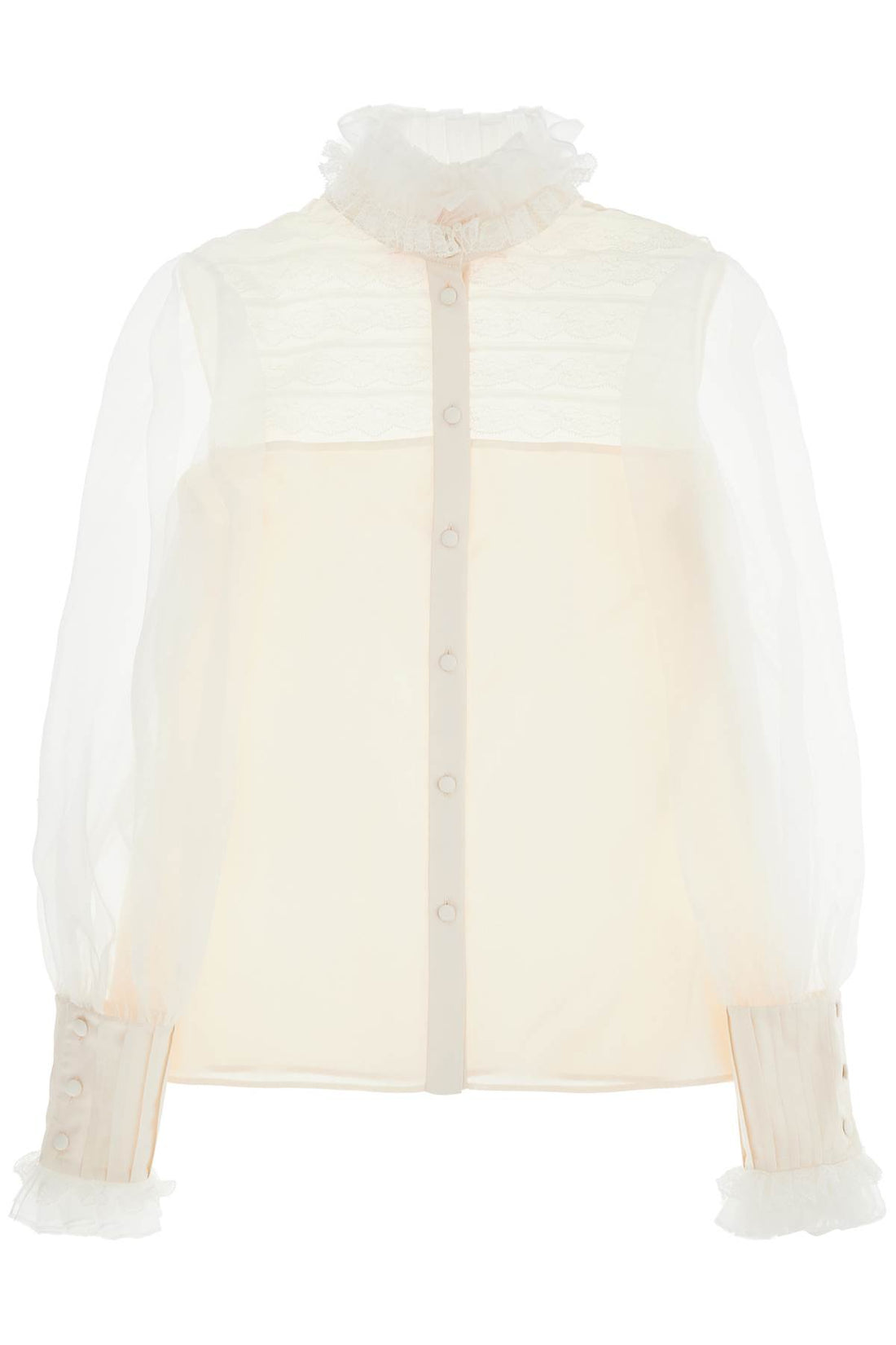 silk blouse with ruffles