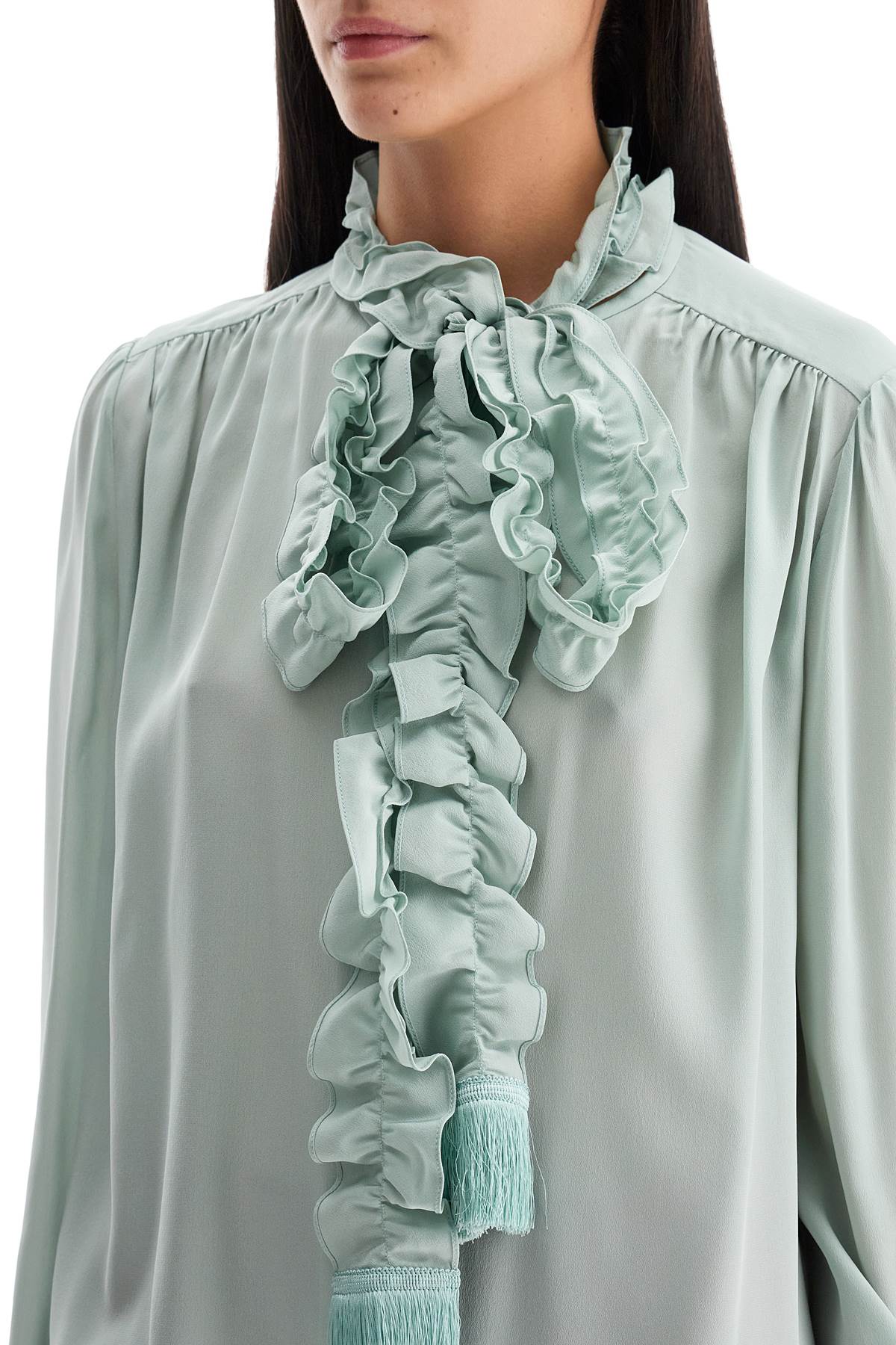 silk blouse with bow detail