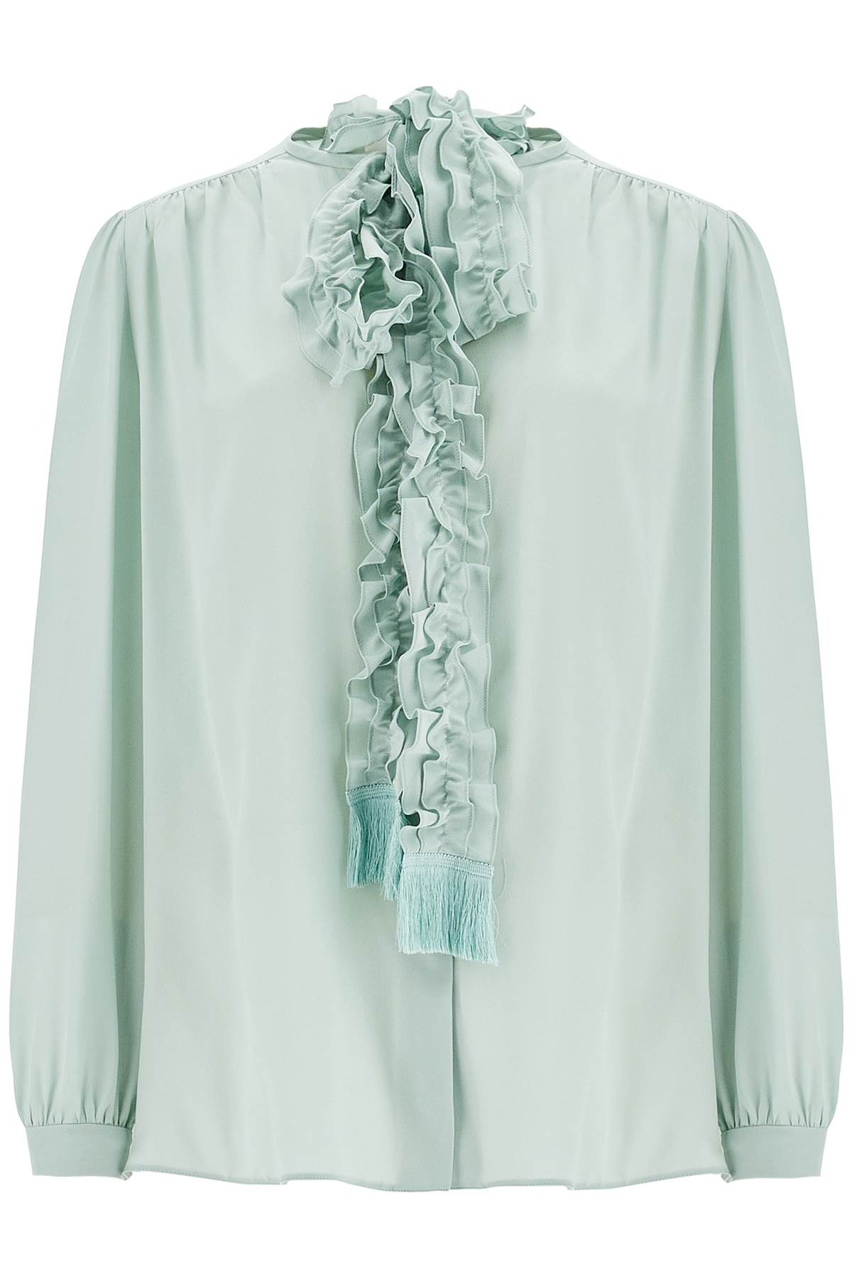 silk blouse with bow detail