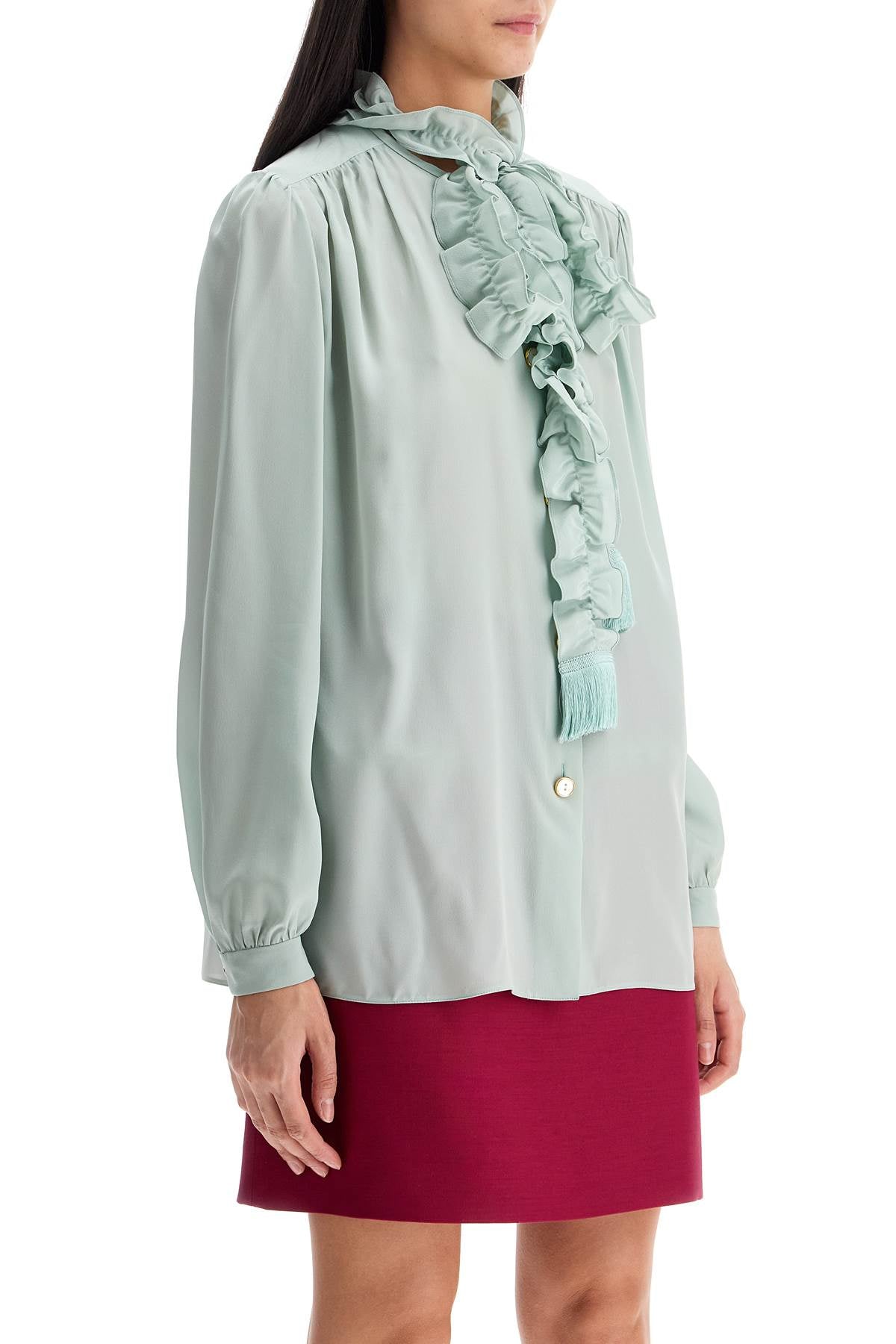 silk blouse with bow detail