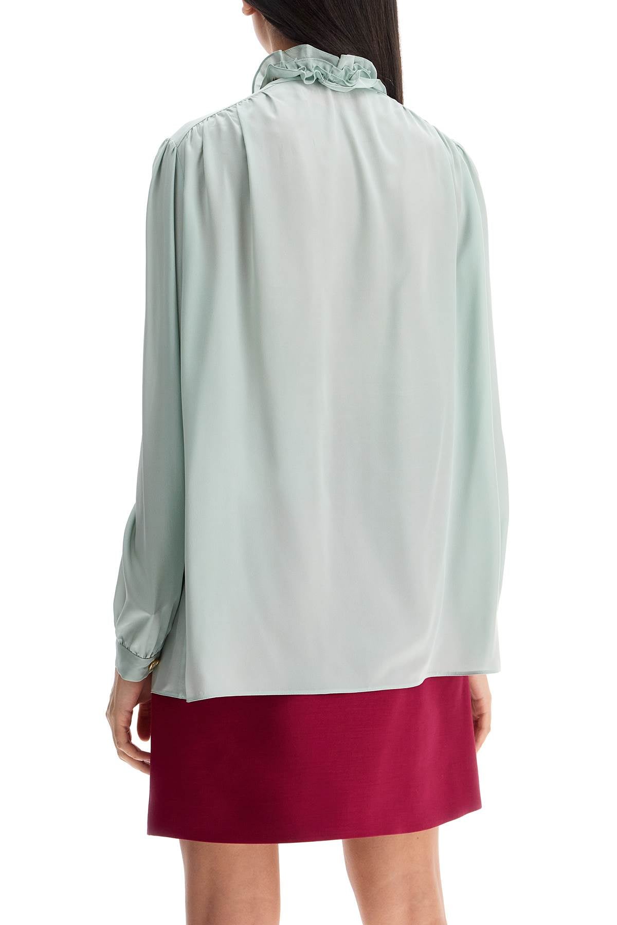 silk blouse with bow detail