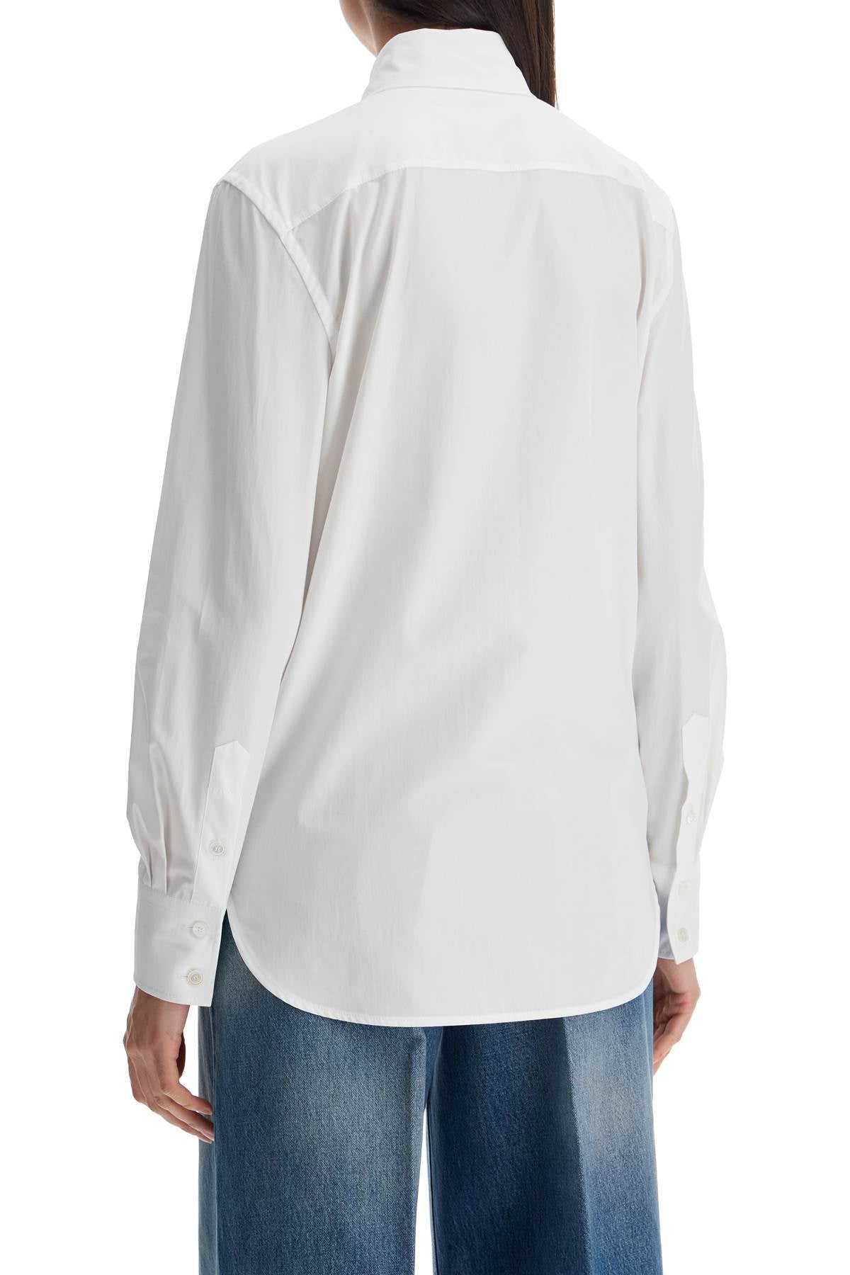 structured collar white optical long sleeve cotton shirt