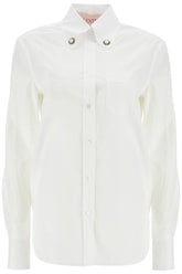 structured collar white optical long sleeve cotton shirt