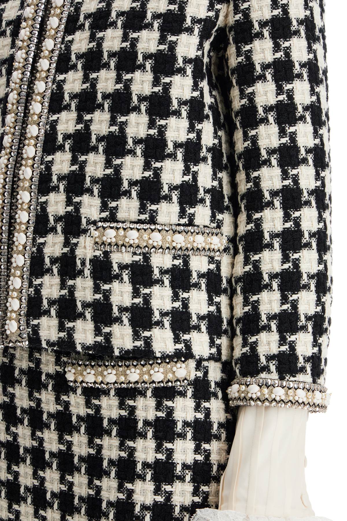 embroidered damier light tweed