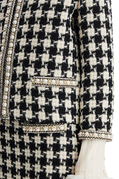 embroidered damier light tweed