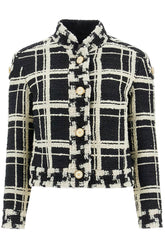 "macro check tweed jacket for