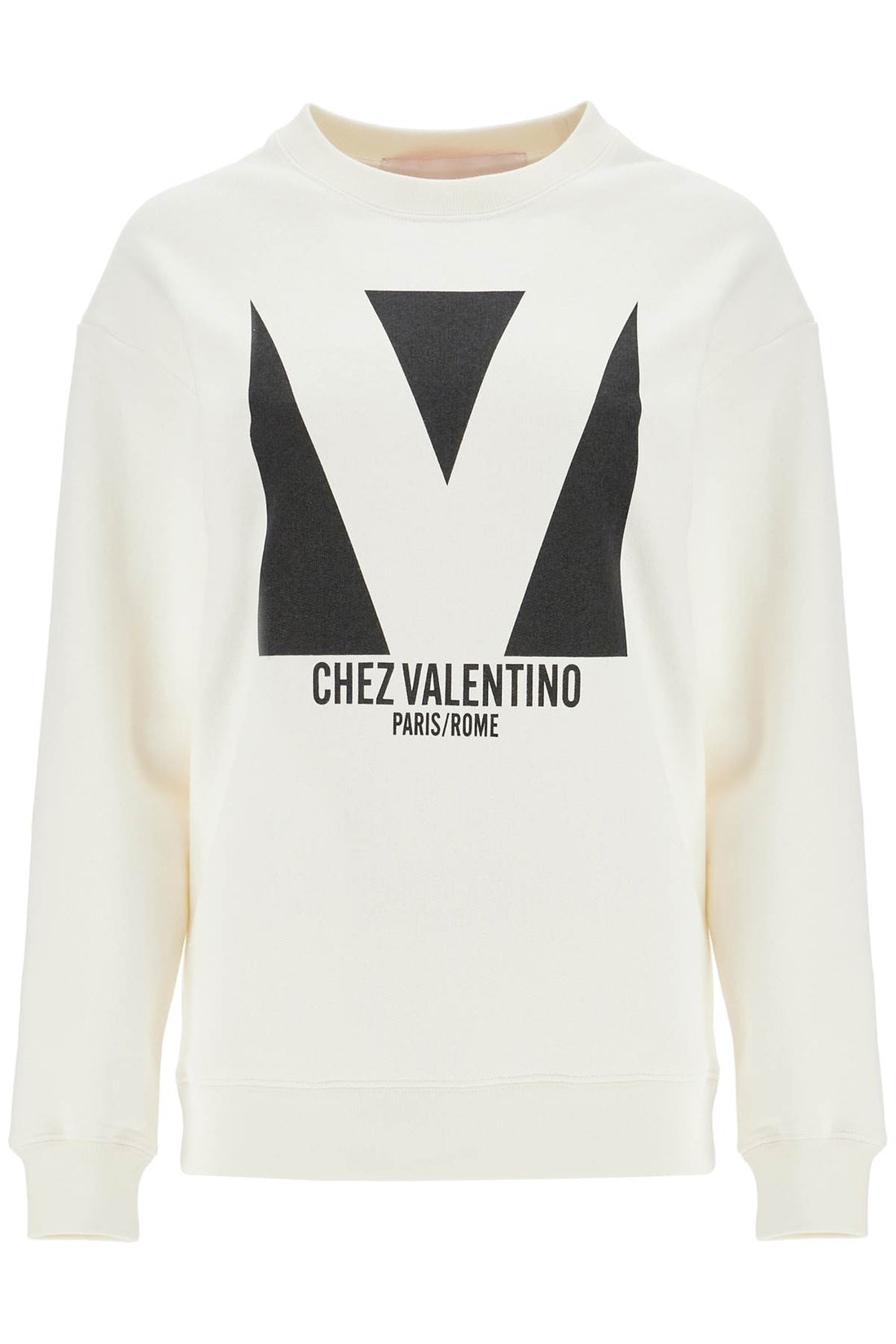 ivory cotton sweatshirt with bold stylized logo