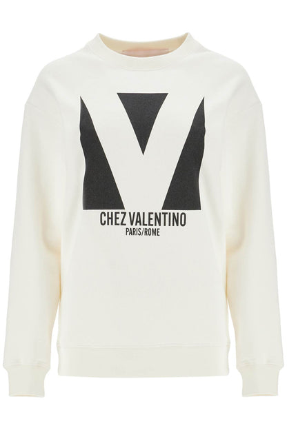 ivory cotton sweatshirt with bold stylized logo