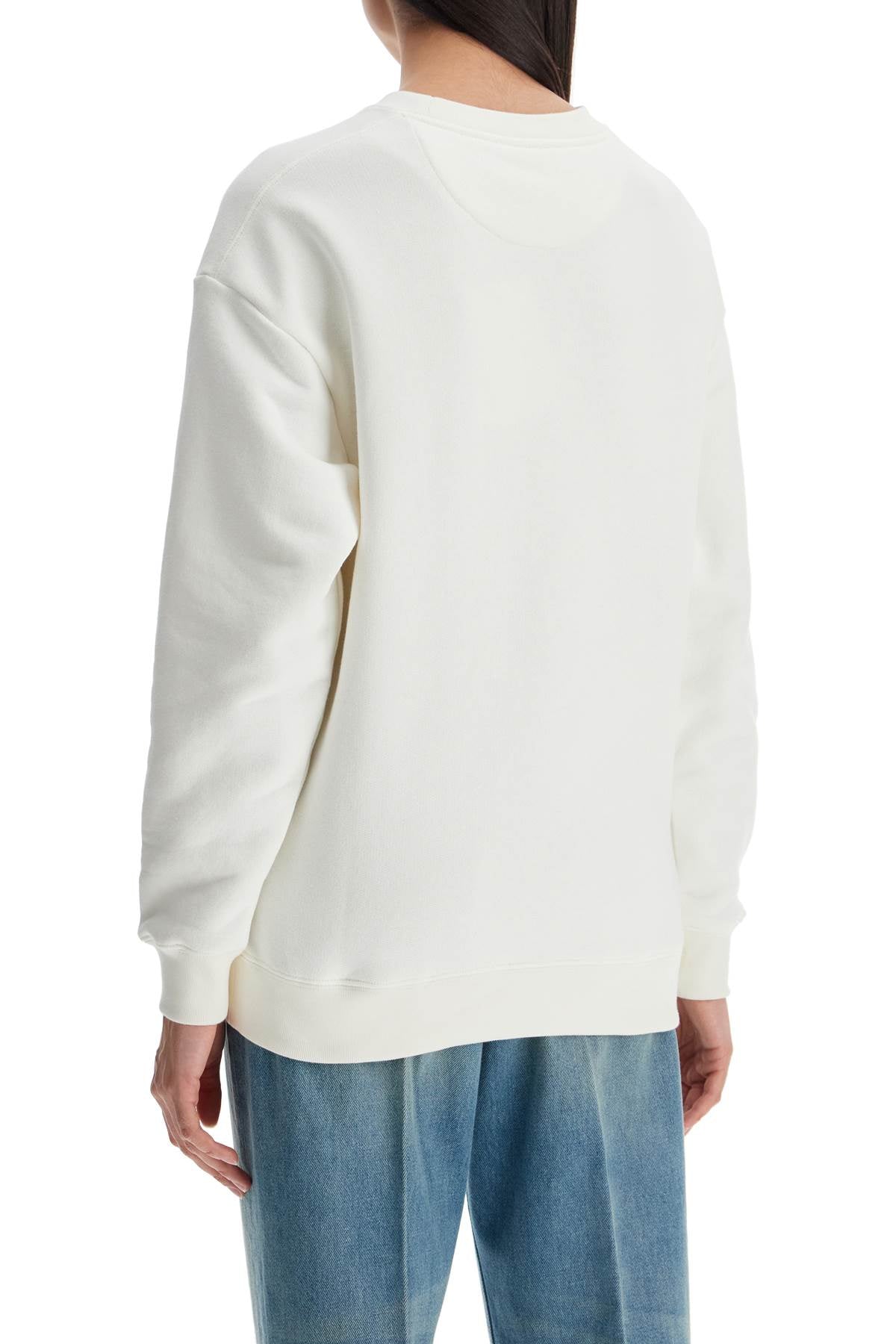 ivory cotton sweatshirt with bold stylized logo