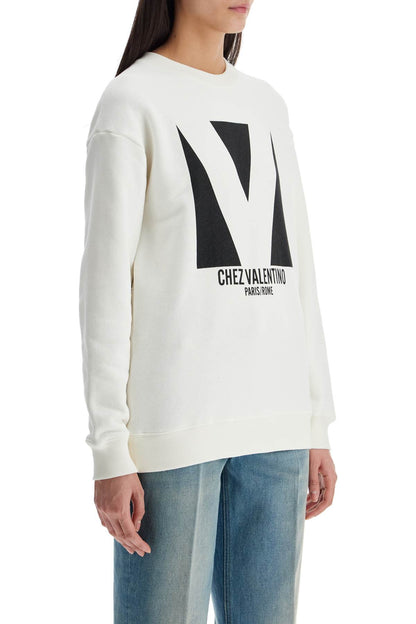 ivory cotton sweatshirt with bold stylized logo