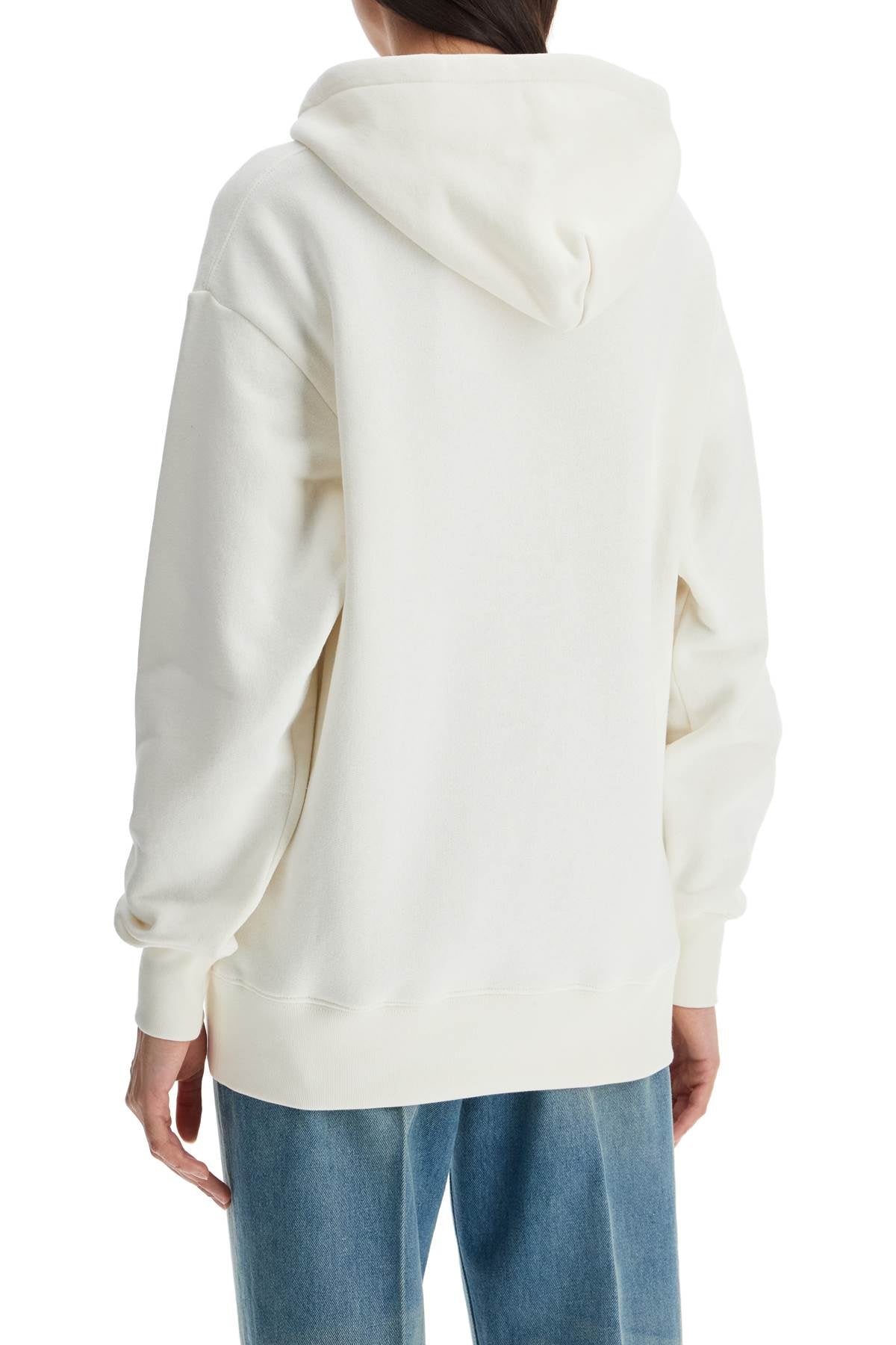 ivory cotton hoodie with large logo