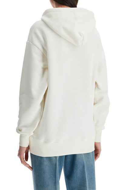 ivory cotton hoodie with large logo