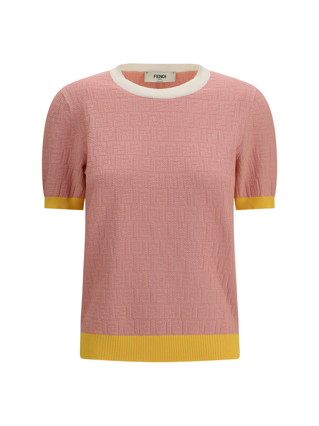 FENDI 38 cotton and silk crewneck sweater with ff motif