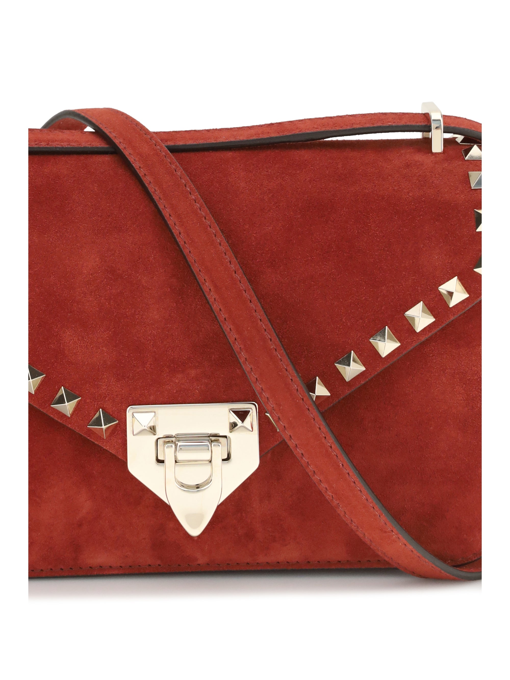 rockstud mini suede shoulder bag