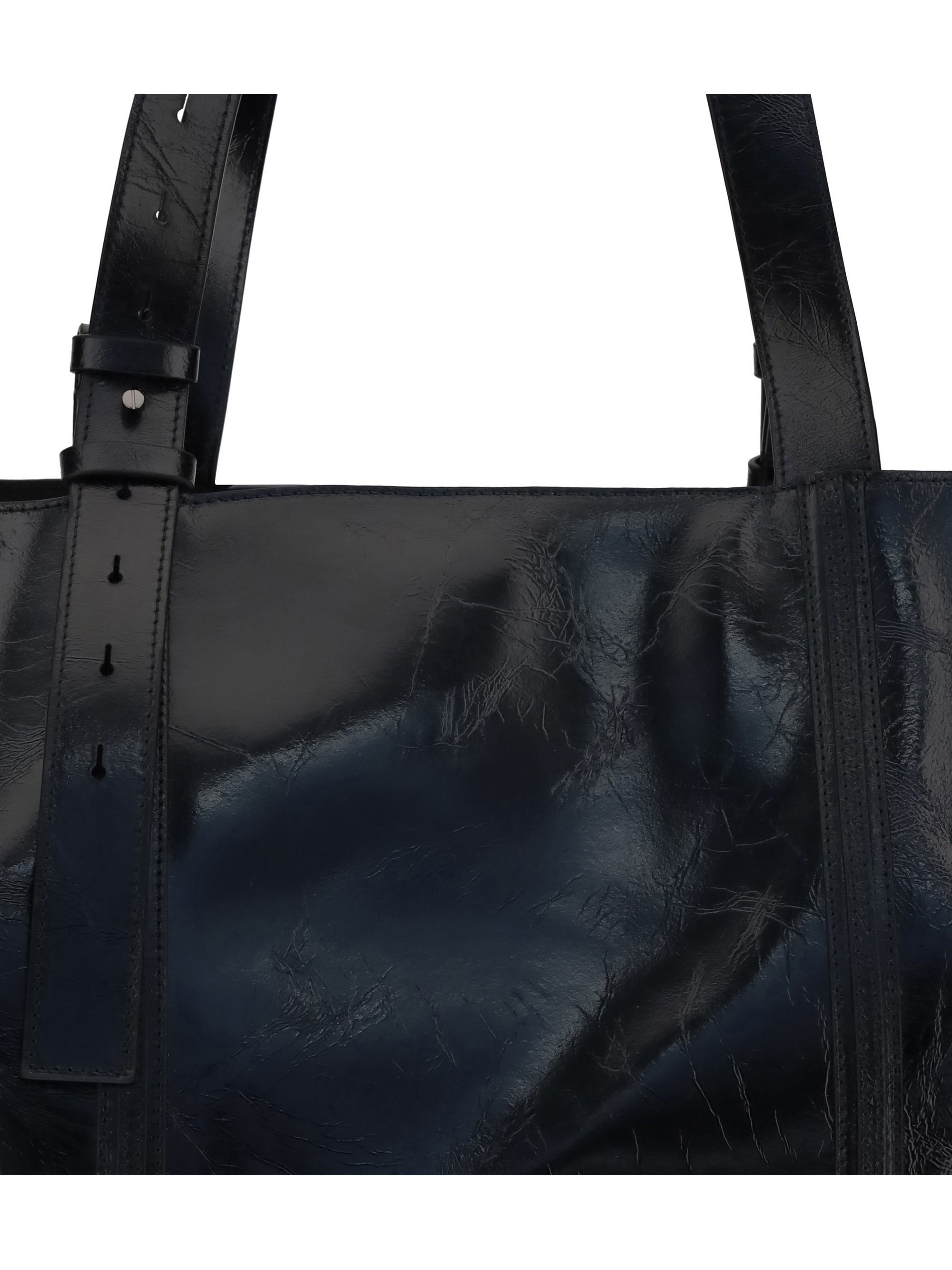 glossy leather tote bag