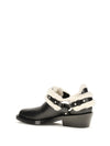 shearling trim biker ankle boots