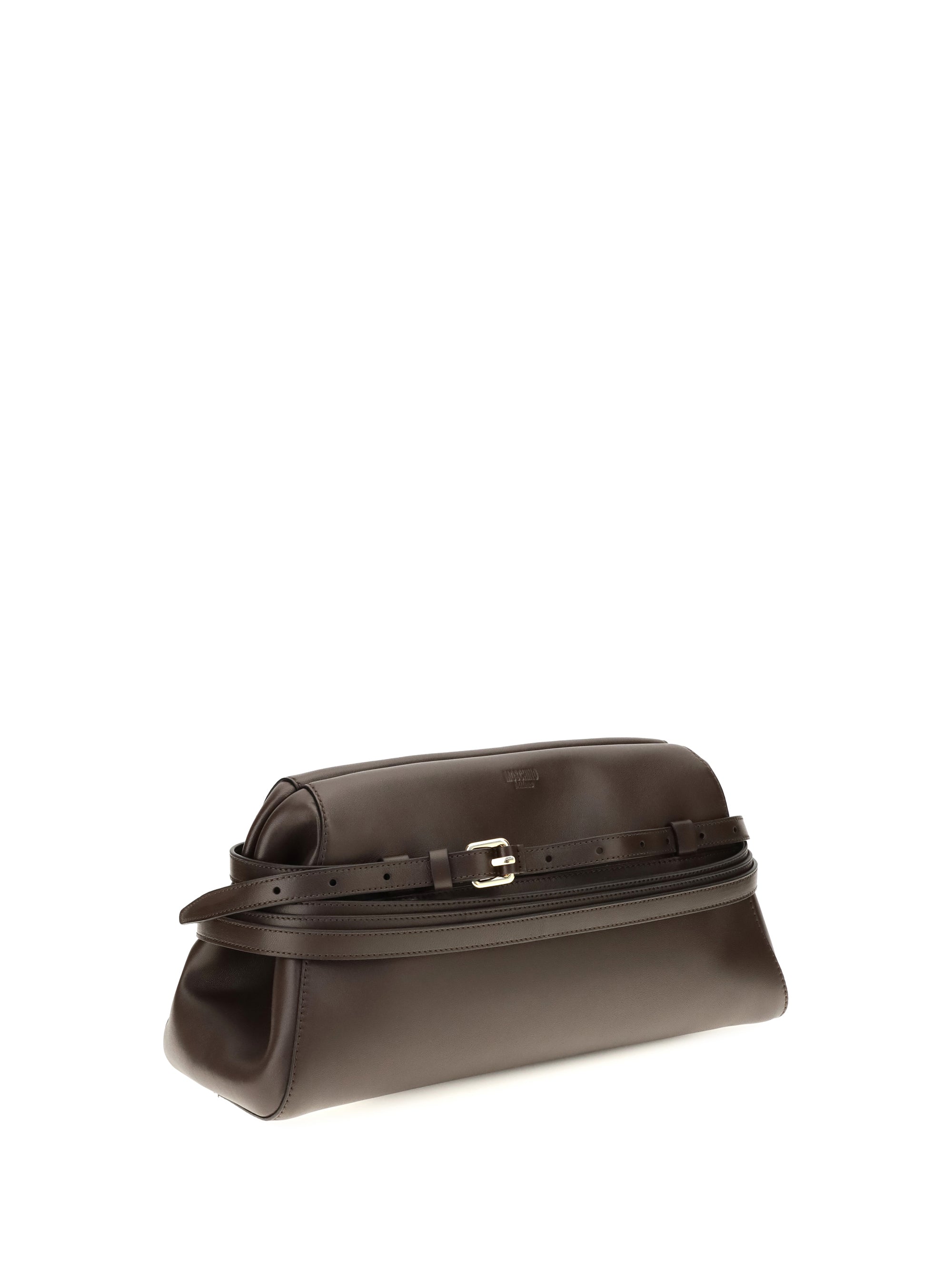 leather clutch with buckle detail