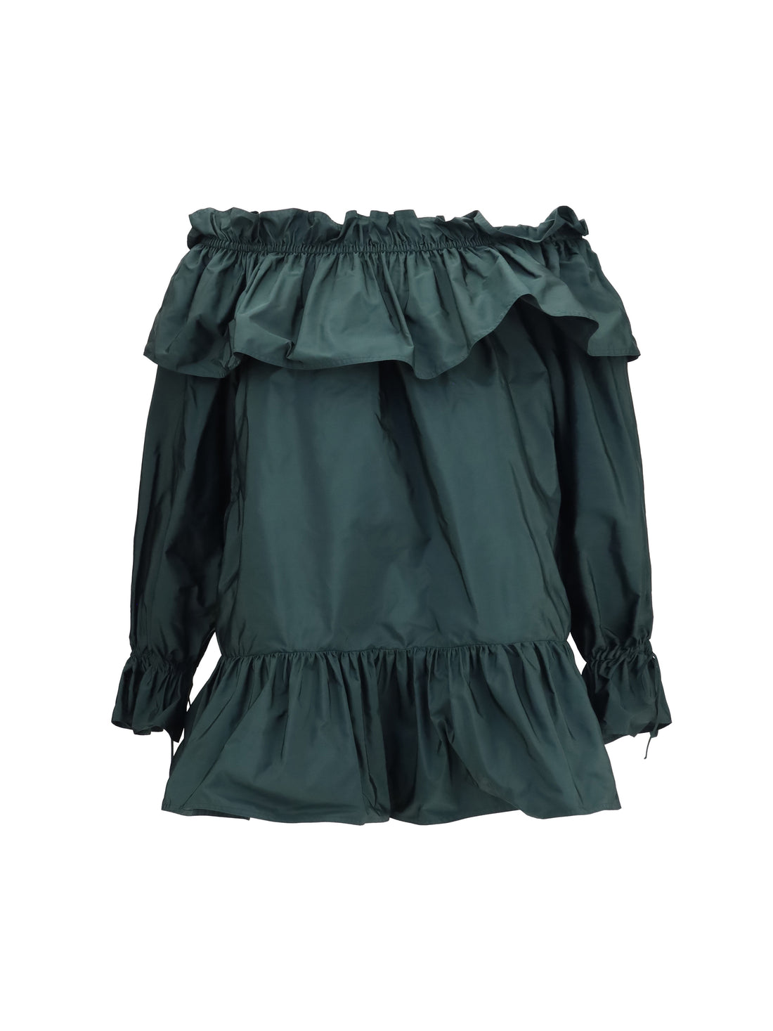 SAINT LAURENT 36 ruffled nylon poplin dress