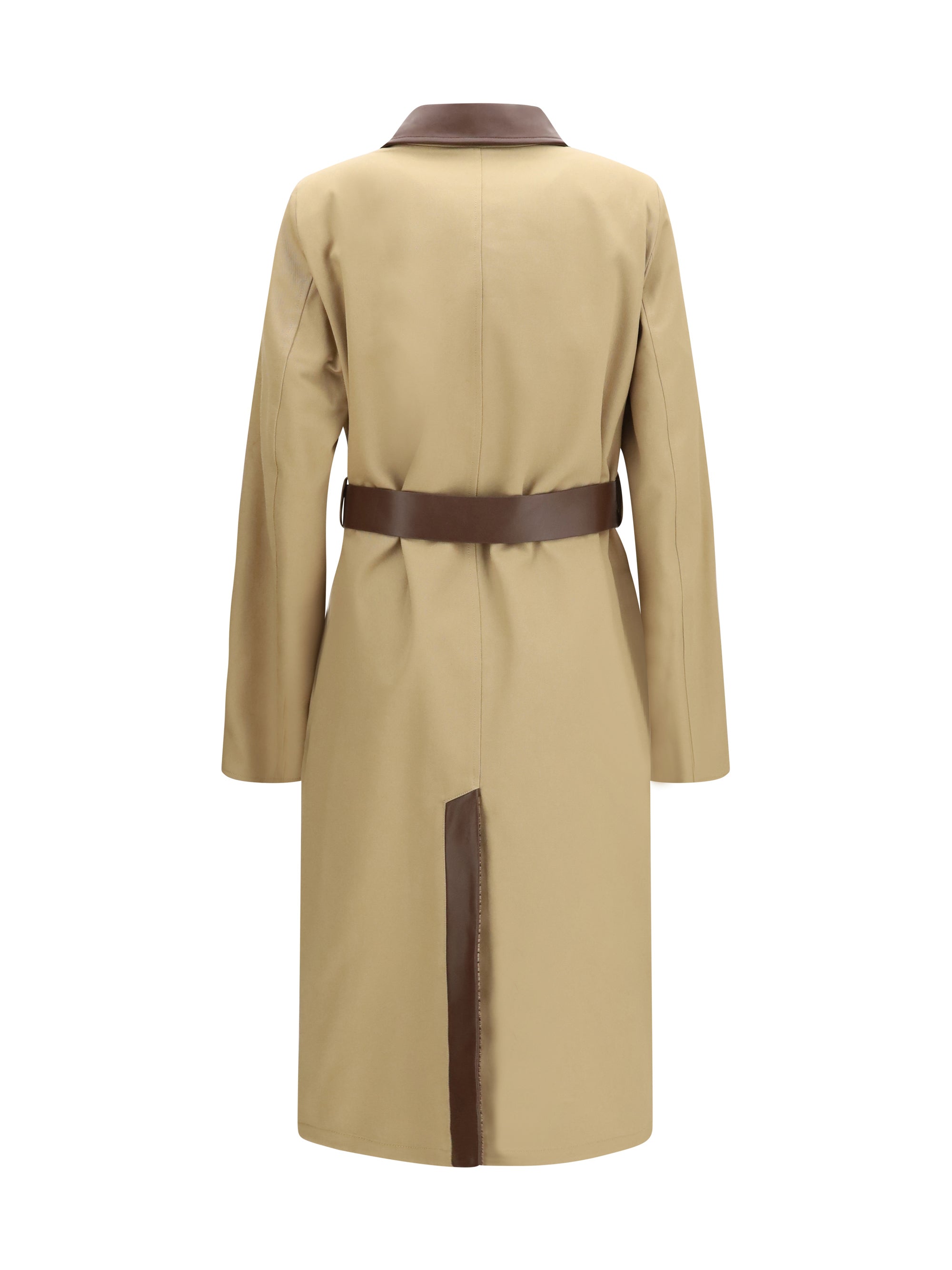 reversible cotton gabardine and cashmere pied-de-poule trench coat