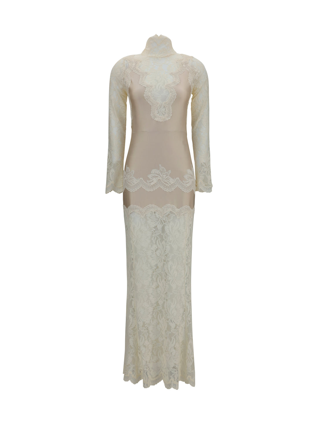 RABANNE 36 long lace and jersey dress