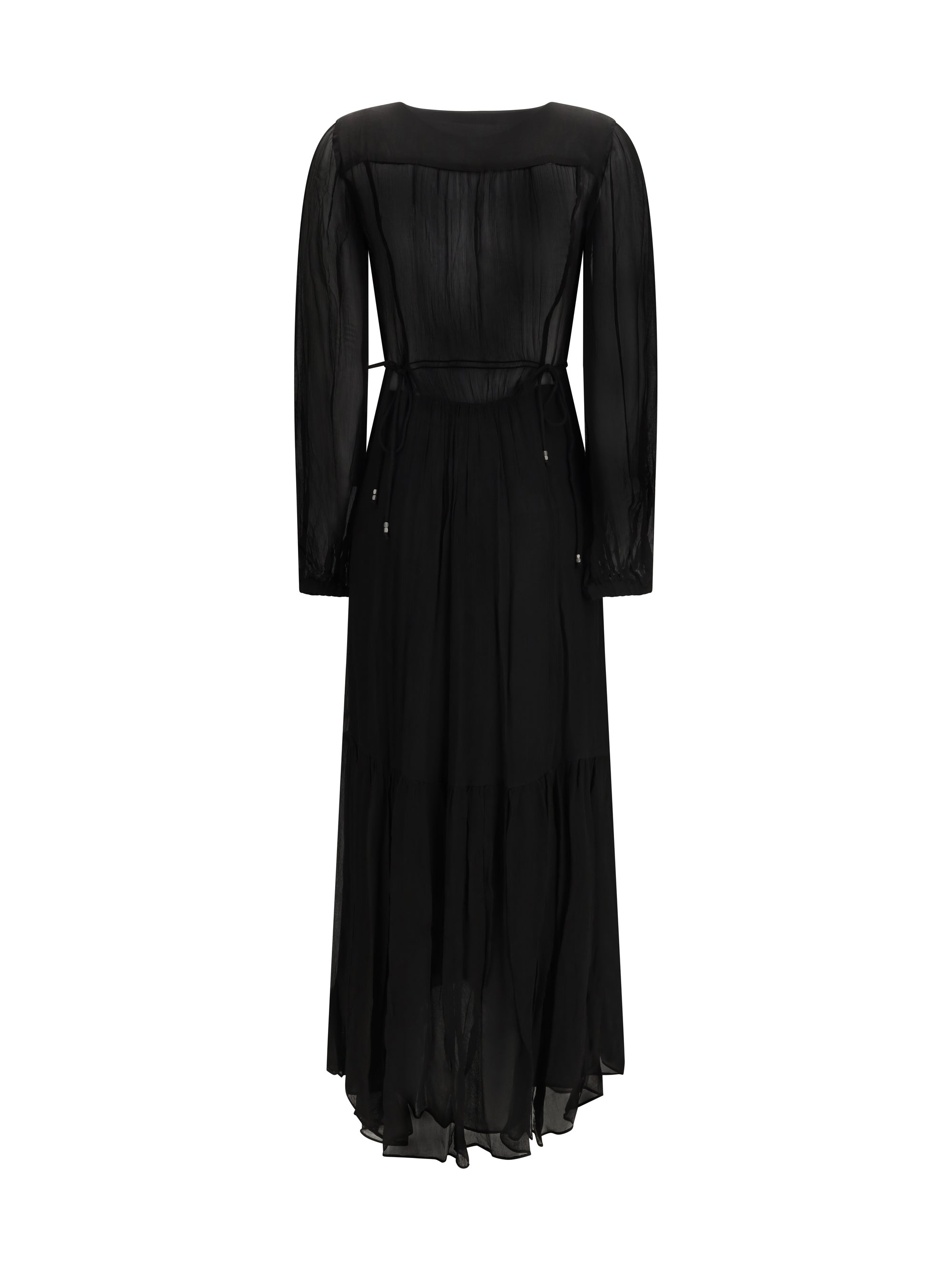 buttoned sheer long dress