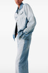 two-tone layered cotton denim jeans