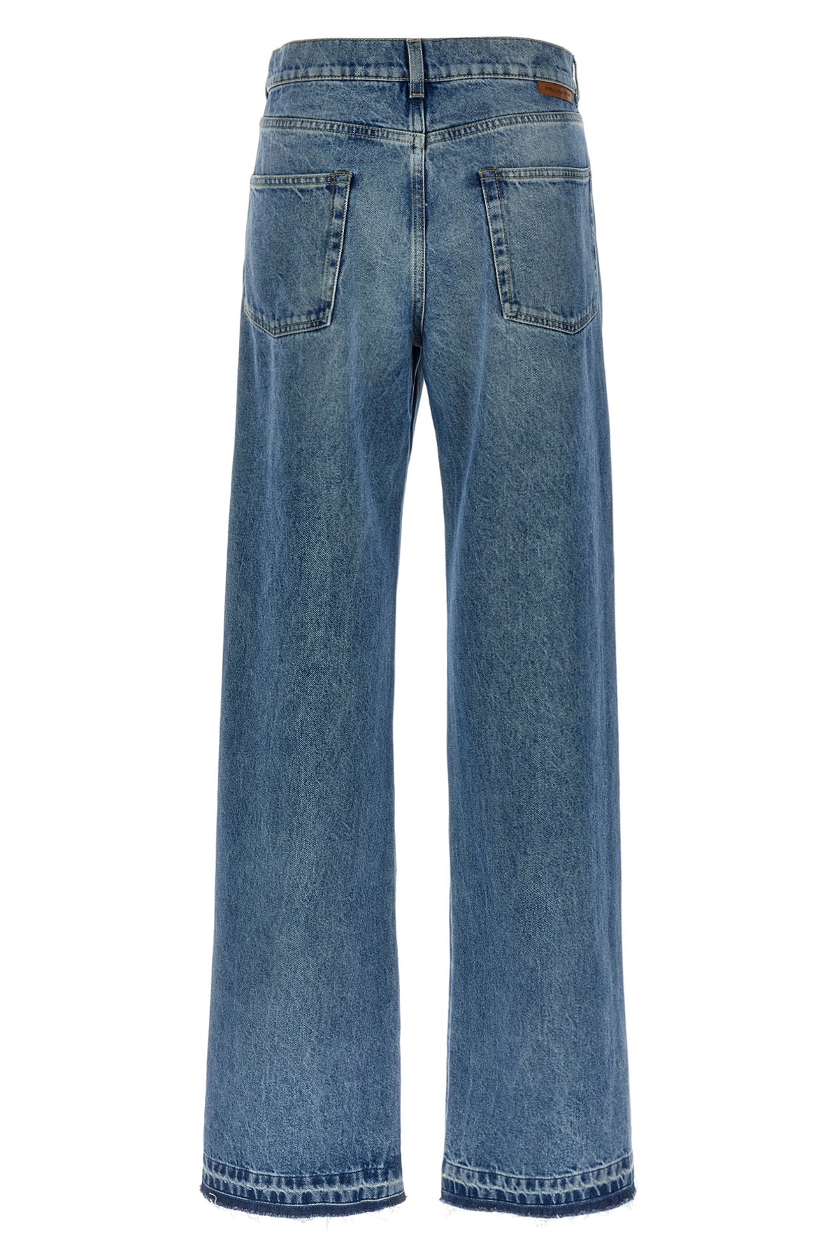two-tone layered cotton denim jeans