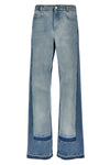two-tone layered cotton denim jeans