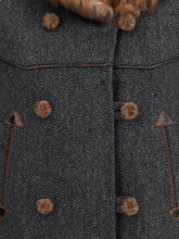 PRADA 36 double-breasted caban with a shearling trim